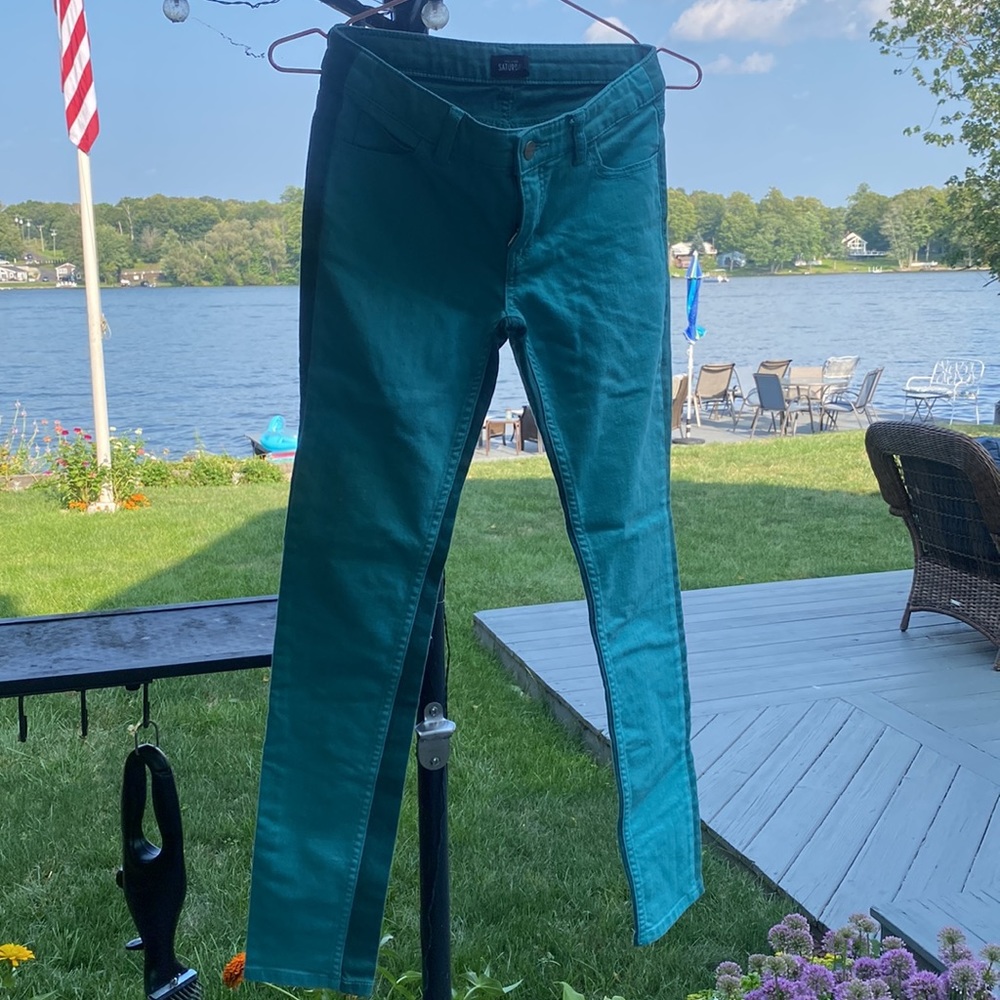 Kate Spade Saturday Green Two Tone Skinny Jeans size 25